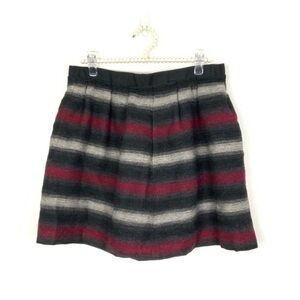 Land’s End wool blend mini skirt‎ stripe 10 preppy academia preppy pockets poet
